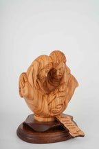 Olive wood nativity scene hand carved in Bethlehem, 7.9 inch back view of the olive wood sculpture