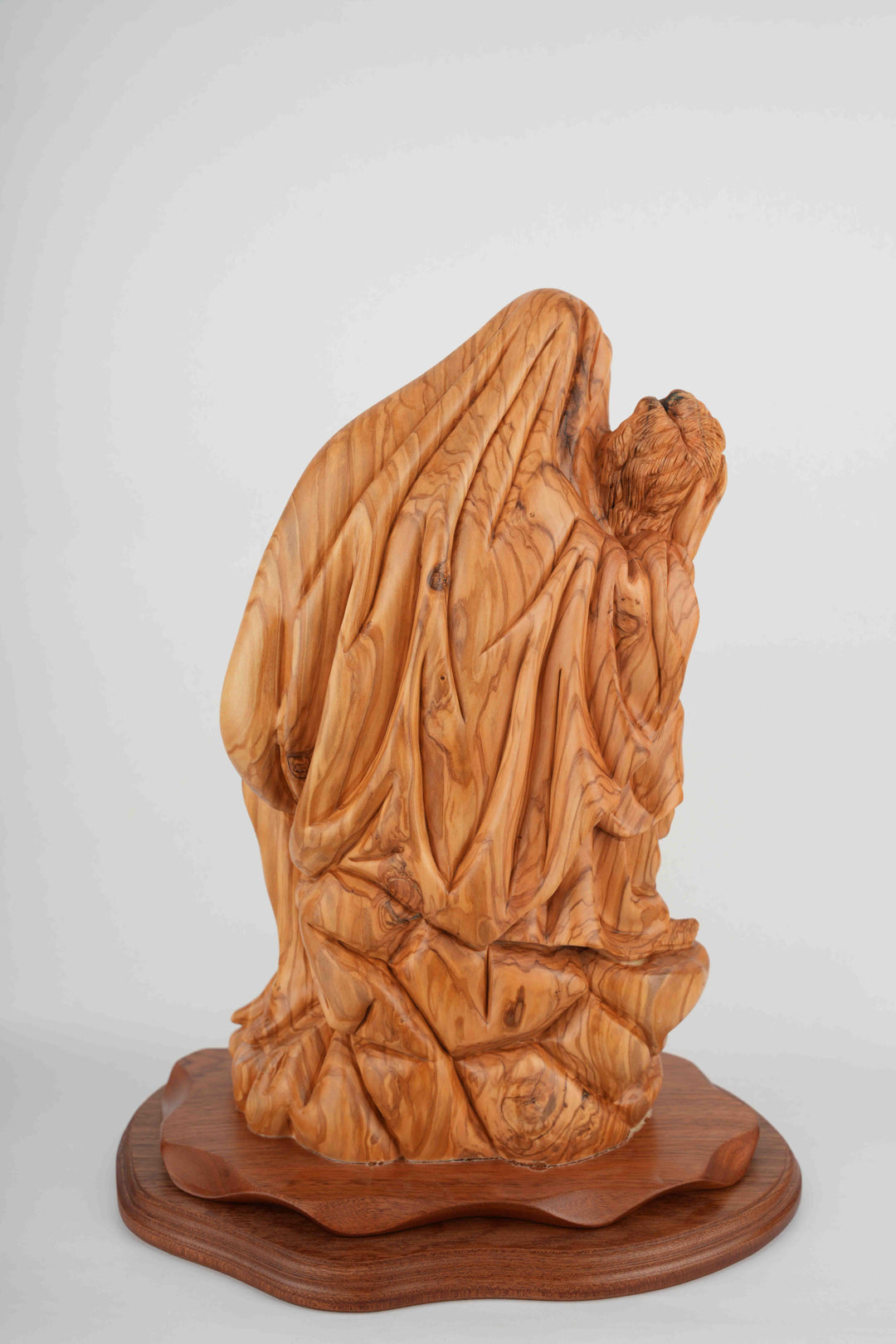 Pieta Figurine, Olive Wood Carving, 17.7" Statue from Bethlehem