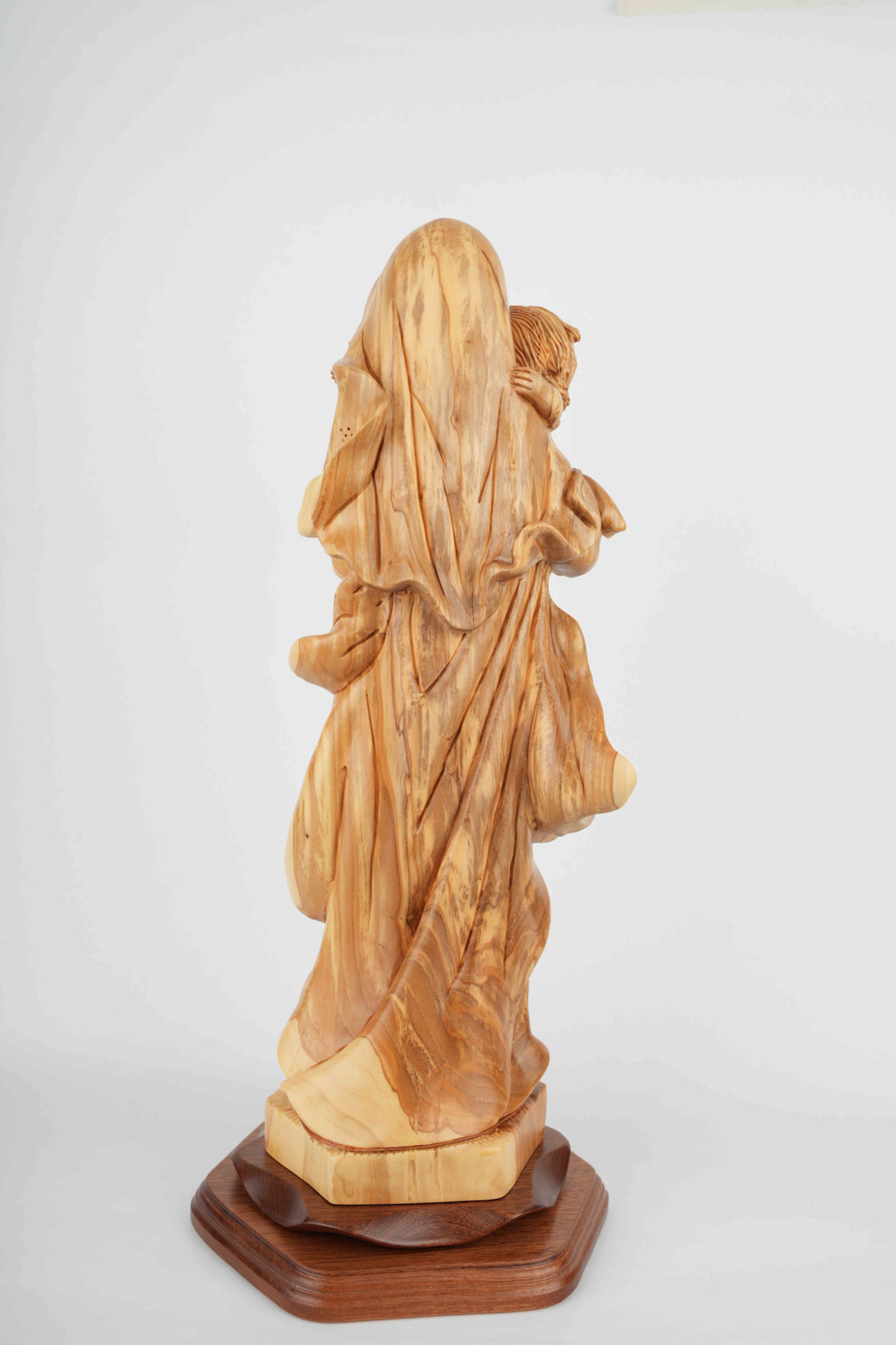 Virgin Mary Holding Baby Jesus, 18.9" Carved from the Holy Land Olive Wood