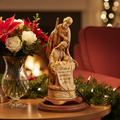 Olive wood nativity scene hand carved in Bethlehem, 11.4 inch front view of the olive wood masterpiece