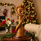 Holy Family olive wood statue hand carved in Bethlehem, 17.7 inch front view of the olive wood masterpiece