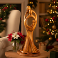 Holy Family olive wood statue hand carved in Bethlehem, 19.3 inch front view of the olive wood masterpiece