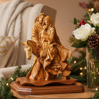 Flight into Egypt, 10.2" Olive Wood Carving from Holy Land