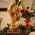 Olive wood nativity scene hand carved in Bethlehem, 18.1 inch front view of the olive wood masterpiece