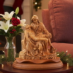 Pieta Carving, Olive Wood Carving Statue from Bethlehem, 8.1"
