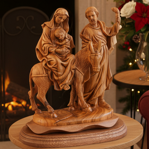 Flight into Egypt, 10.8" Wooden Statue