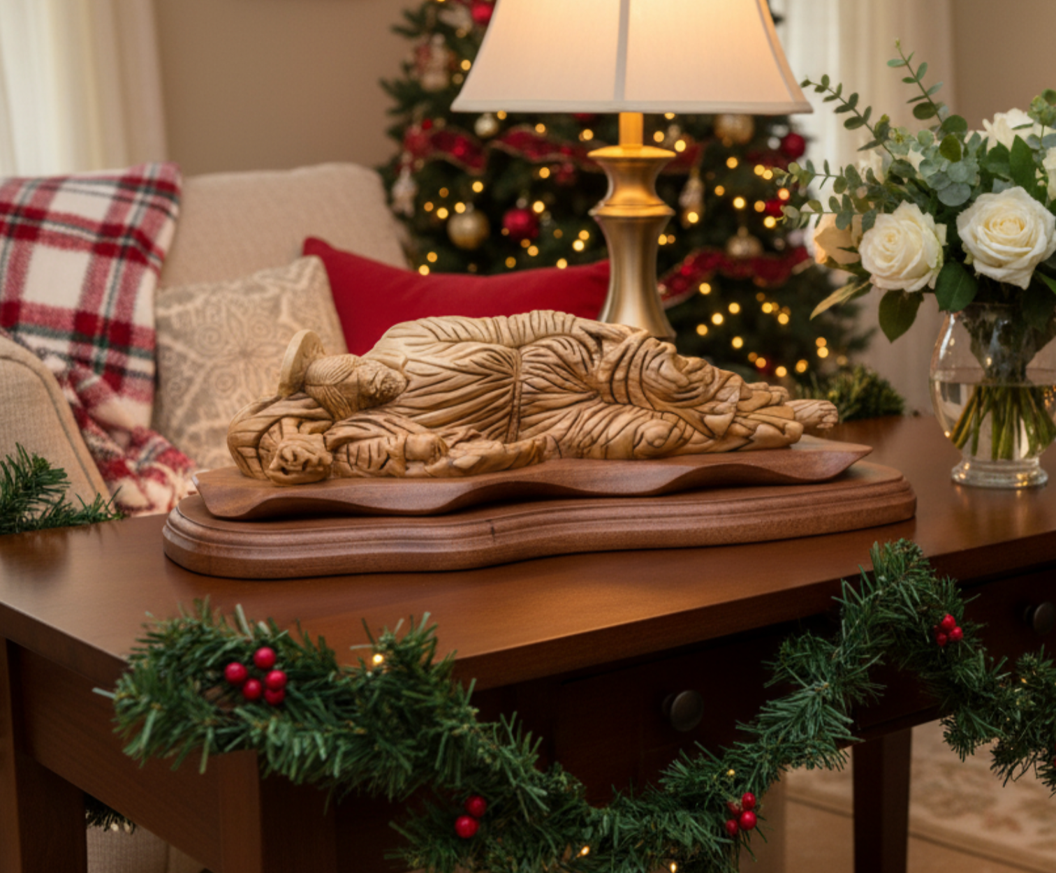 Saint Joseph Sleeping,  Wooden Sculpture 14.6", Olive Wood from Holy Land