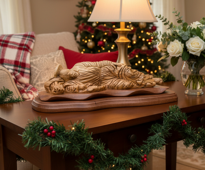 Saint Joseph Sleeping,  Wooden Sculpture 14.6", Olive Wood from Holy Land