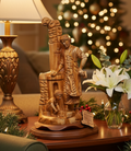St. Joseph "The Carpenter with Jesus Playing" Sculpture, 14.2" Holy Land Olive Wood Carving