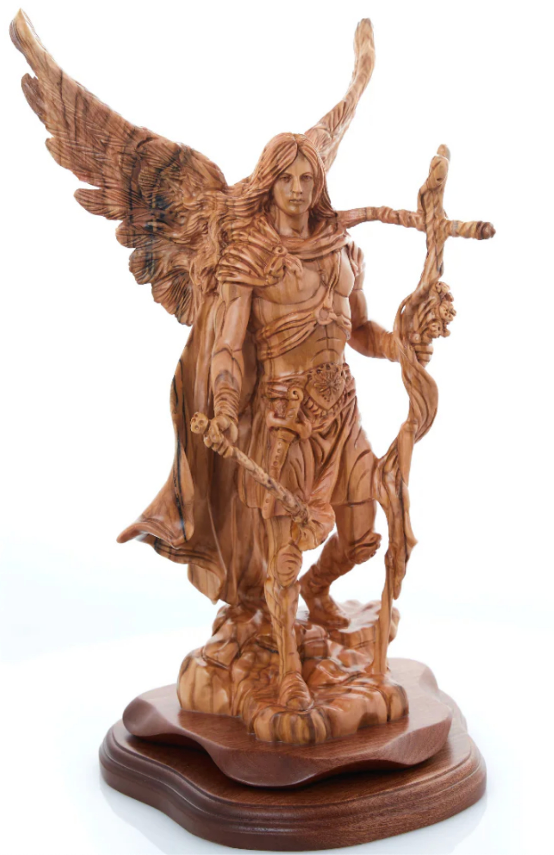 Archangel Gabriel Masterpiece 15" , Olive Wood Carved Statue from the Holy Land