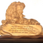 Lion with Lamb and Scripture of Corinthians, 13.8" Masterpiece Wooden Christian Carving