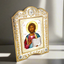 Jesus Christ Silver Plated Icon with Unique Silver Frame Standing or Wall Hanging Christian Art Decor