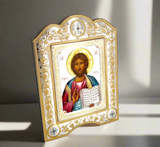 Jesucristo Ícono Bañado en Plata Marco Plateado