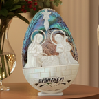 Egg-Shaped Colorful Mother of Pearl Nativity Scene