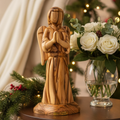 Olive wood nativity scene hand carved in Bethlehem, 7.5 inch front view of the olive wood masterpiece