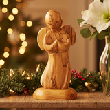 Praying Angel, Hand Carved Olive Wood 5.9"