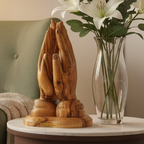 Praying Hands Carving, 7.5" , Carved in the Holy Land from Olive Wood