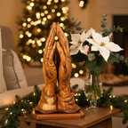 Wooden Praying Hands Statue ( Large Masterpiece) 17" Carved in the Holy Land from Olive Wood