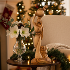 religious olive wood statue hand carved in Bethlehem, 8.6 inch front view of the olive wood masterpiece