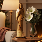 Virgin Mary  "Our Lady Mother of Hope" Abstract Statue, 22.5"Olive Wood Carving from Holy Land