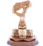 St. Charbel Under Cedar Tree, Wooden Sculpture 10.8"