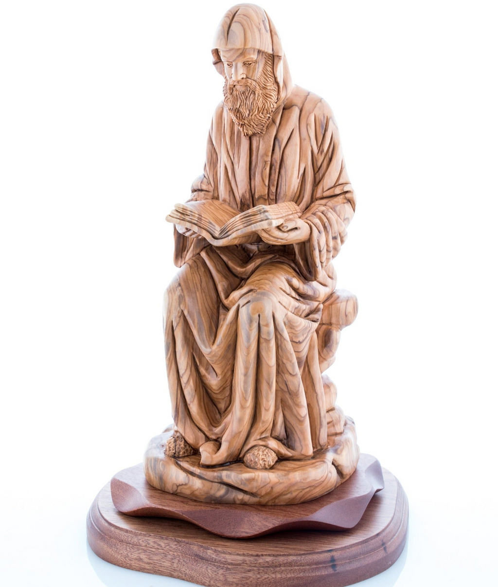 St. Charbel Carved Wooden Sculpture, 13"  from Holy Land