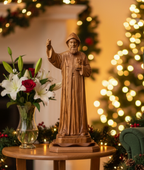 St. Charbel Olive Wood Hand Carved Statue 20.5"