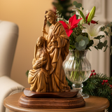 Natividad de la Sagrada Familia "Sosteniendo una Lámpara", Talla de Madera de 7,2 pulgadas de Tierra Santa