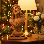Bust of Jesus Christ, 14.5" Sculpture, Holy Land Olive Wood