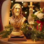 Jesus Christ statue hand carved from Bethlehem olive wood, 9.8 inch side angle of the olive wood sculpture