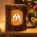 Olive wood Christmas ornament hand carved in Bethlehem, front view of the olive wood masterpiece
