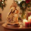 Virgin Mary w/ Child Jesus Christ 14.4", Wooden Sculpture from Bethlehem(S)