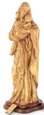 Jesus Christ statue hand carved from Bethlehem olive wood, 24 inch display angle of the Holy Land piece