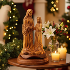 Virgin Mary with Young Jesus Christ Statue, 9.8" Carved from the Holy Land Olive Wood