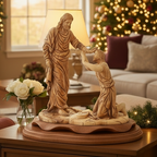 Jesus Christ statue hand carved from Bethlehem olive wood, 11.8 inch front view of the olive wood masterpiece