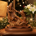 Jesus Christ statue hand carved from Bethlehem olive wood, 14.4 inch front view of the olive wood masterpiece