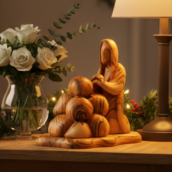 Jesus Christ "Agony in the Garden" Carving, 7.5" Olive Wood Carved Abstract