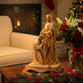Jesus Christ statue hand carved from Bethlehem olive wood, 9.4 inch front view of the olive wood masterpiece