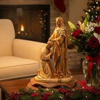 Jesus Christ statue hand carved from Bethlehem olive wood, 9.4 inch front view of the olive wood masterpiece