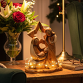 Nativity Scene with Holy Family and Star, 9.4" Manager Carving from Bethlehem Olive Wood