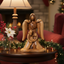 Guardian Angel with Holy Family Wooden Carving 9.8", (Abstract)