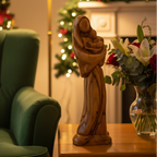 Classic Virgin Mary, 9.6" Abstract Olive Wood Carved in Bethlehem