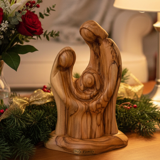 Holy Family Wooden Figurine, 6.7" (Abstract)