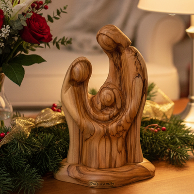 Holy Family Wooden Figurine, 6.7" (Abstract)