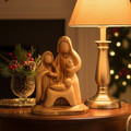 Holy Family olive wood statue hand carved in Bethlehem, 6.1 inch front view of the olive wood masterpiece
