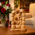 Holy Family and Nativity Star Wood Carving 5.9"