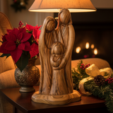 Figura de la Sagrada Familia, 7.4" de madera de olivo tallada a mano