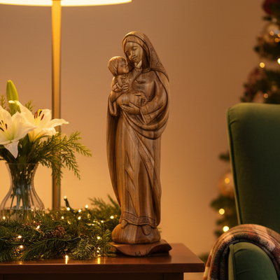 Our Lady of Peace, Virgin Mary  Statue, 13.6" Olive Wood Carving Statue from Bethlehem