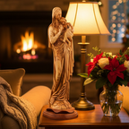 Virgin Mary with Divine Infant, 18.5" Carved from the Holy Land Olive Wood