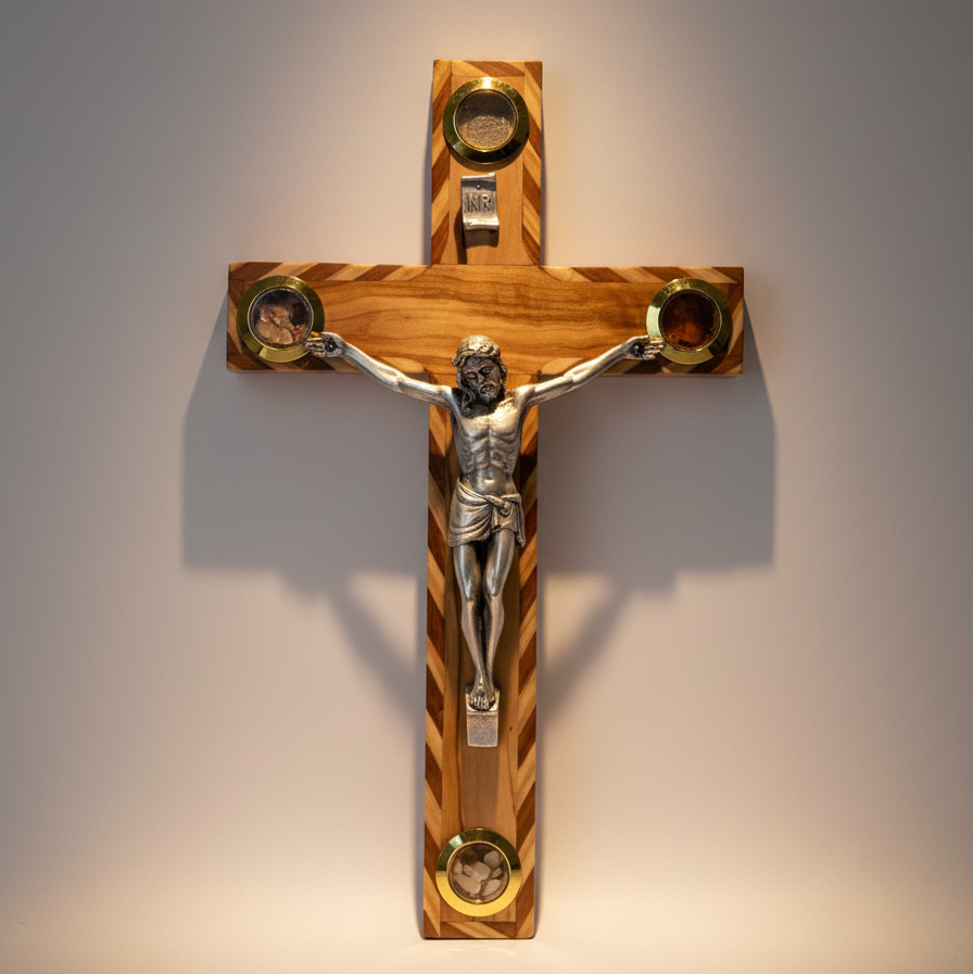 7.9" Carved Olive Wood Crucifix